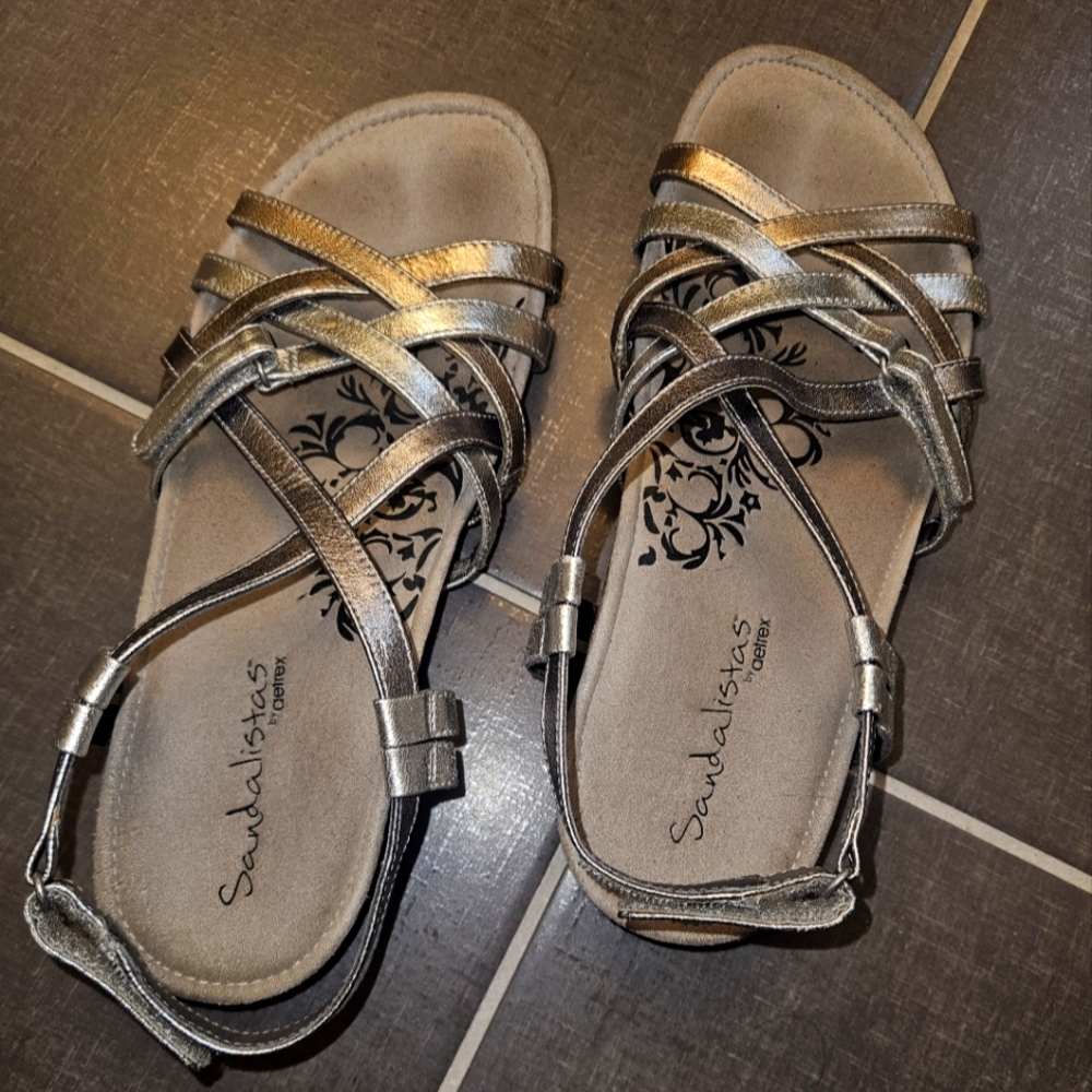 Sandalistas by aetrex size 8 Metallic Multi Color